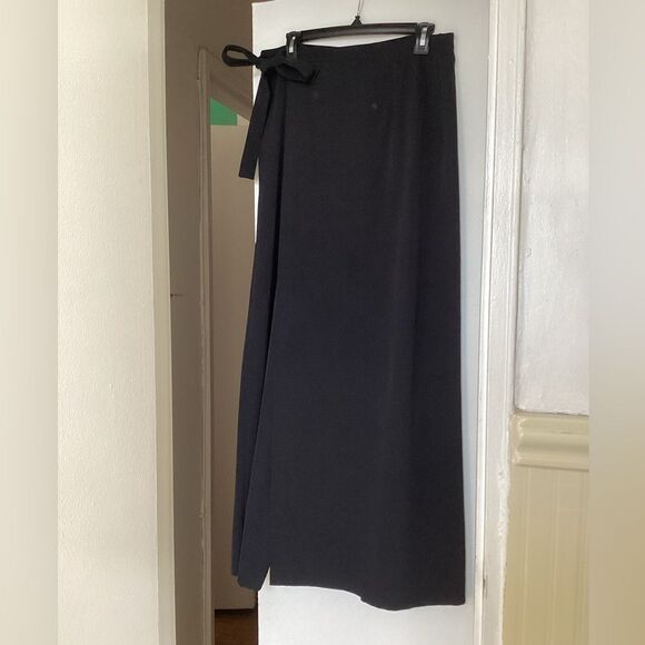 Ivan Grundahl Zs 44 black wide trousers wrap front and side tie, wool blend - Picture 5 of 13